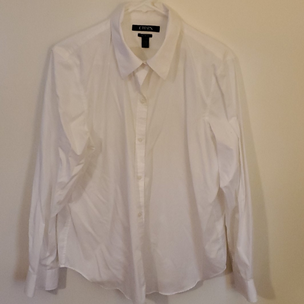Chaps white long sleeve blouse